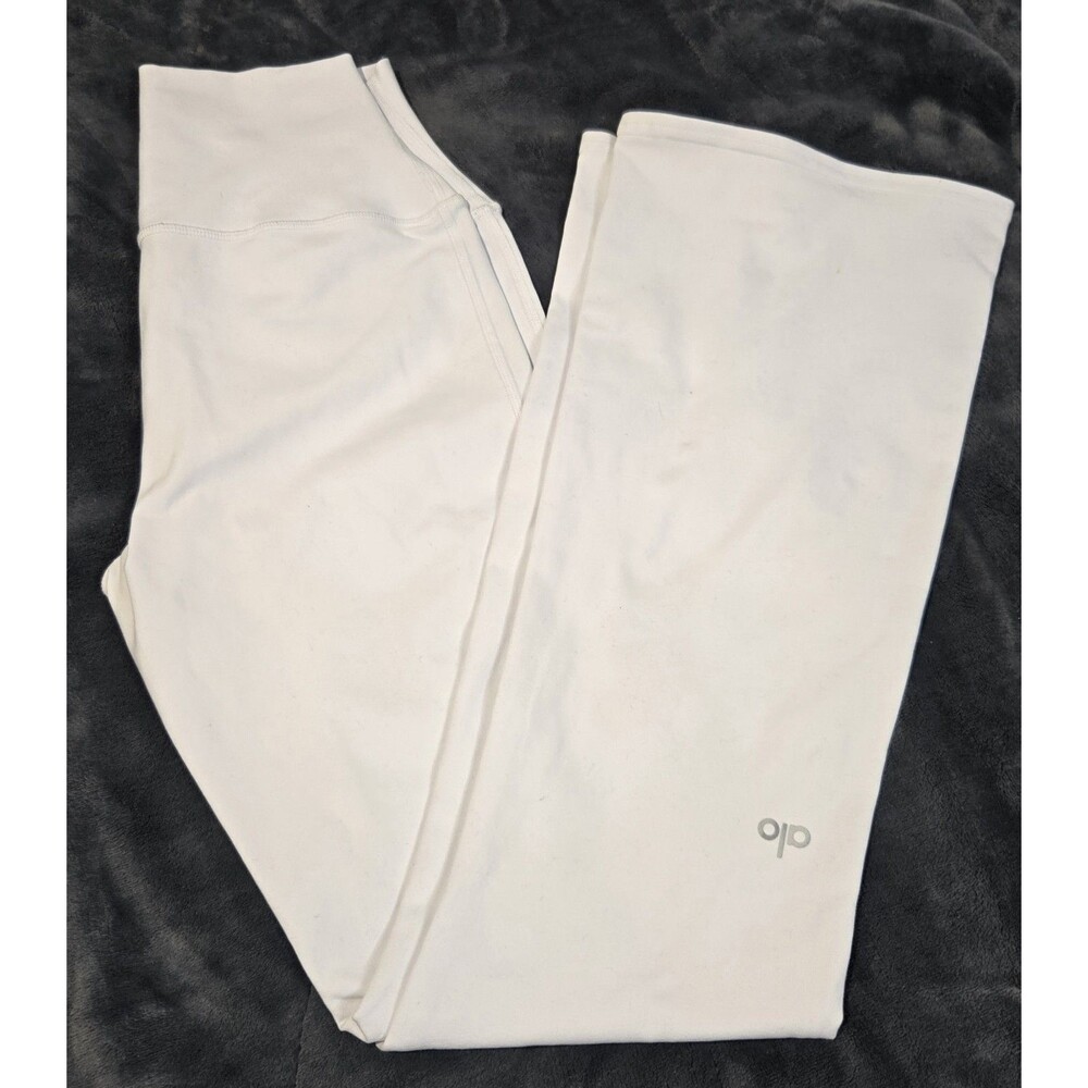 Alo Yoga Women’s White High Rise Ankle Yoga Leggings Stretch Size Small